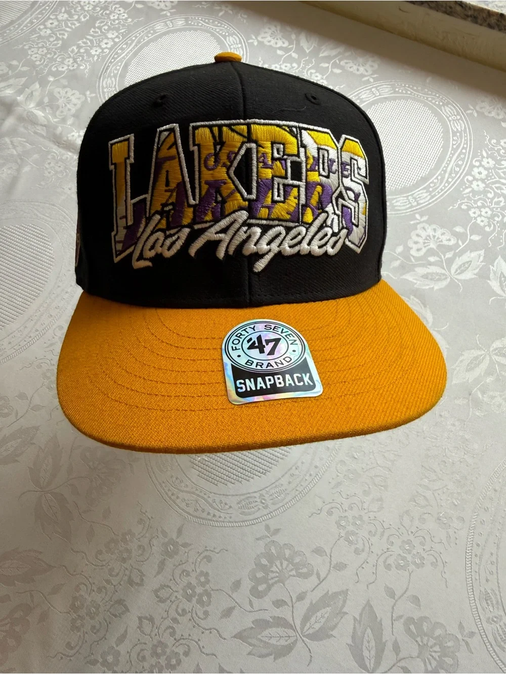 Forty Seven Brand Los Angeles Lakers Black/Gold Snapback Hat Embroidered Cup HWC